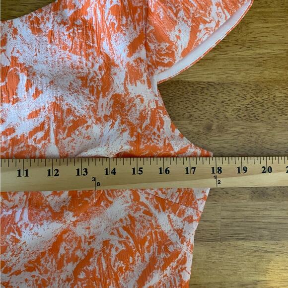 Betsey Johnson Jacquard Floral Orange Pleated Fit & Flare Dress Size 10 Womens - Picture 13 of 14